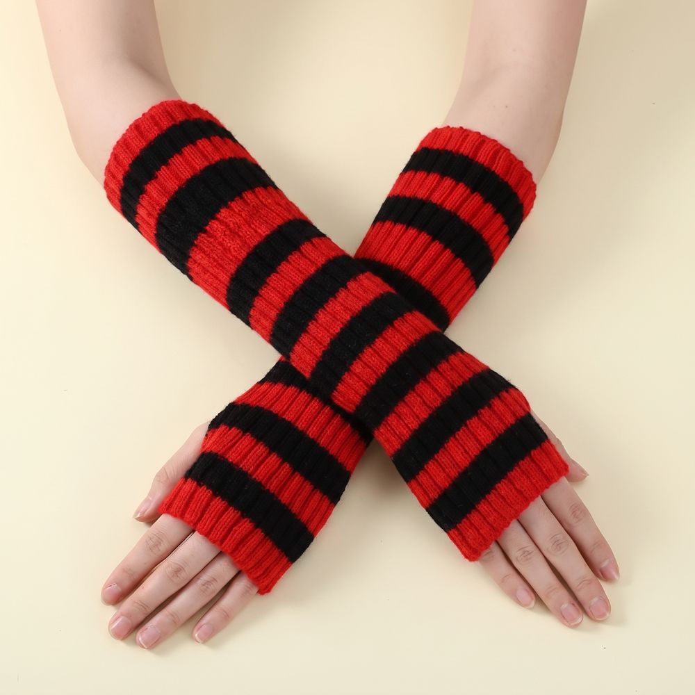 Fashion Y2K Striped Knitted Ar - đánh giá và giá Fingerless Glove Knit