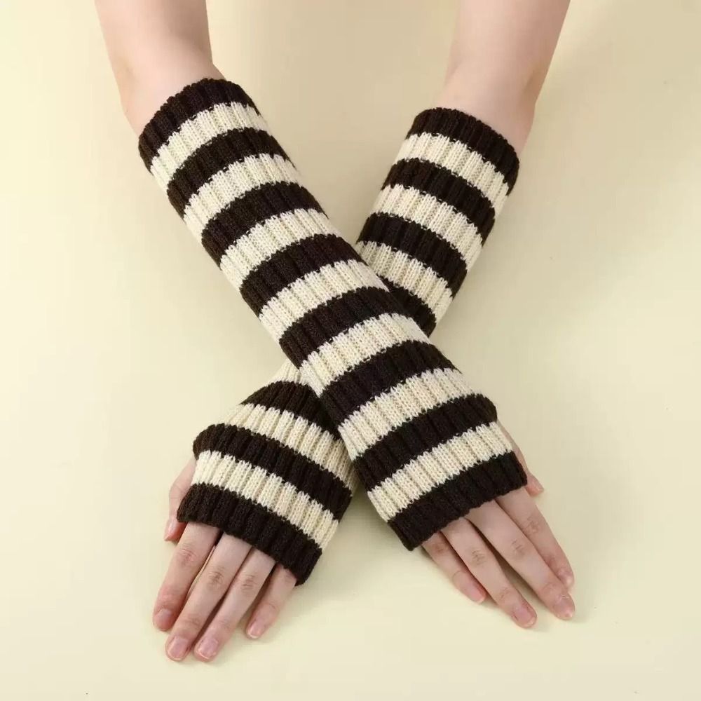 Fashion Y2K Striped Knitted Ar - đánh giá và giá Fingerless Glove Knit