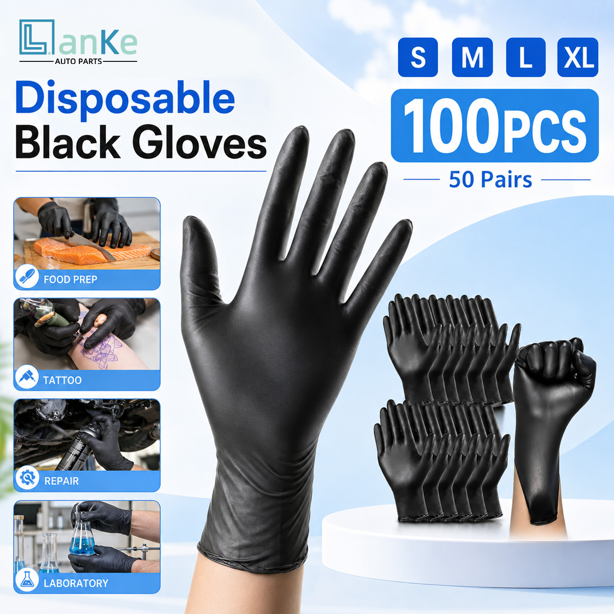 Lanke Black Disposable Nitrile - đánh giá và giá Rubber Glove Cleaning